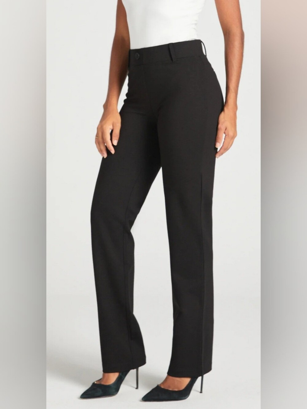 Betabrand Classic Dress Pant Yoga Pants Black Straight Leg